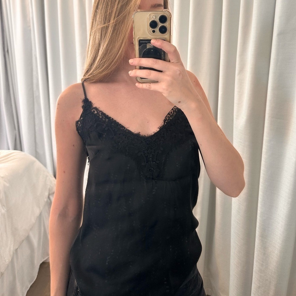 Lace Lined Camisole Top Silky Material